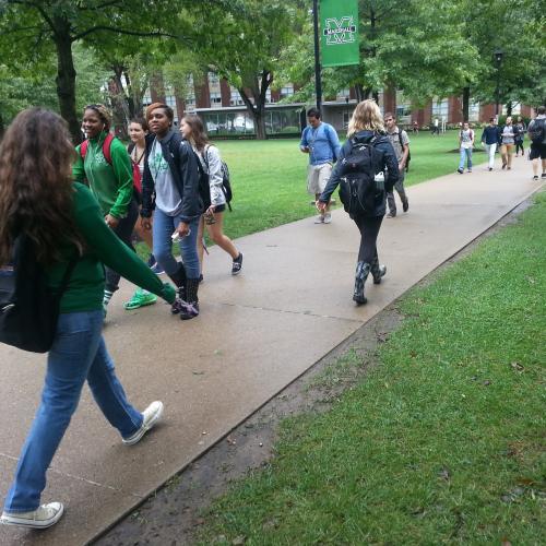 students walking